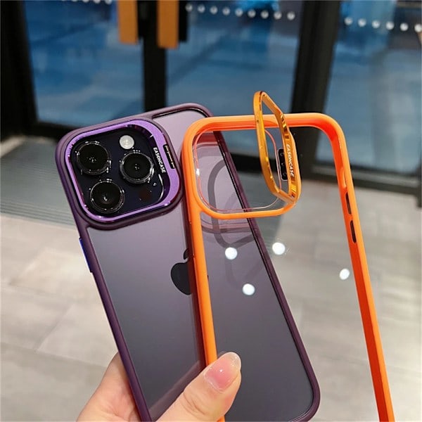 /NN/Metall Linsskyddsring Ställ Telefonfodral För IPhone 15 12 13 14Pro Max 11 Kameraglasskydd Transparent Stötsäkert Skal Röd Red för iphone13(6.1\")