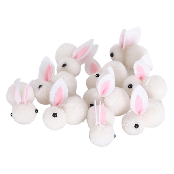 Easter Mini Påskkaniner 10 st Plyschkanin för Dockset Djurdockor Barngåva White