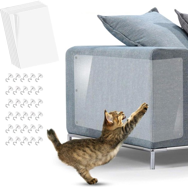 Set med 6 Anti-Cat Scratches Sticker för möbler självhäftande