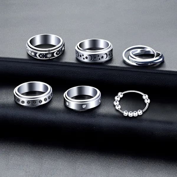 6-delt angstlindrende justerbart ringsæt Justerbar ring Angstlindrende ring Kvinder Perlearmbånd 9