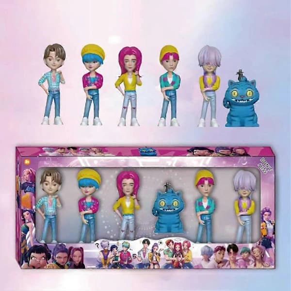 K-POP Dæmonjæger Actionfigur Sæt (6 stk) - Søde koreanske idol-samleobjekter til dukkehus & udstilling