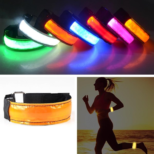 Uppladdningsbart Reflex - LED Armband / Reflexband med Ljus 2-Pack Grön 80