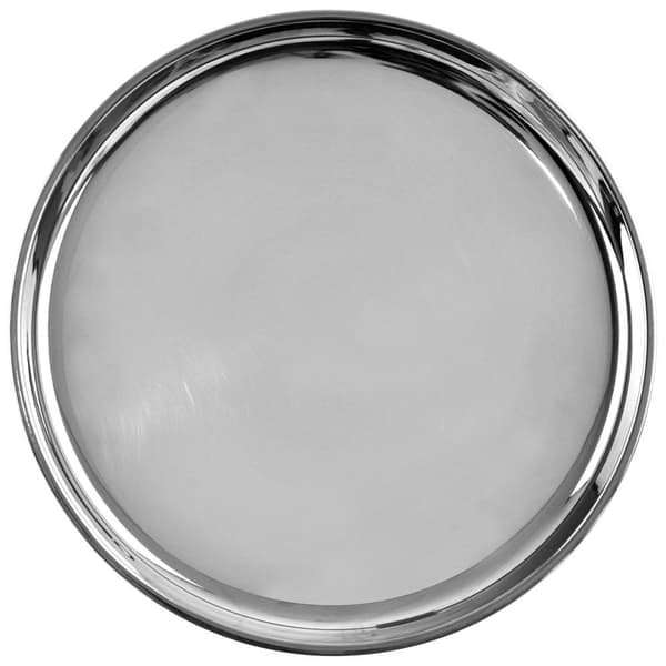 Rund serveringsbrett i rustfritt stål for snacks og smørbrød_NN