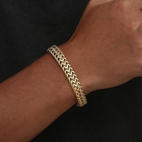 Mäns Robust Curb Cuban Link Chain Armband Rostfritt stål Guldpläterad/silver Gold