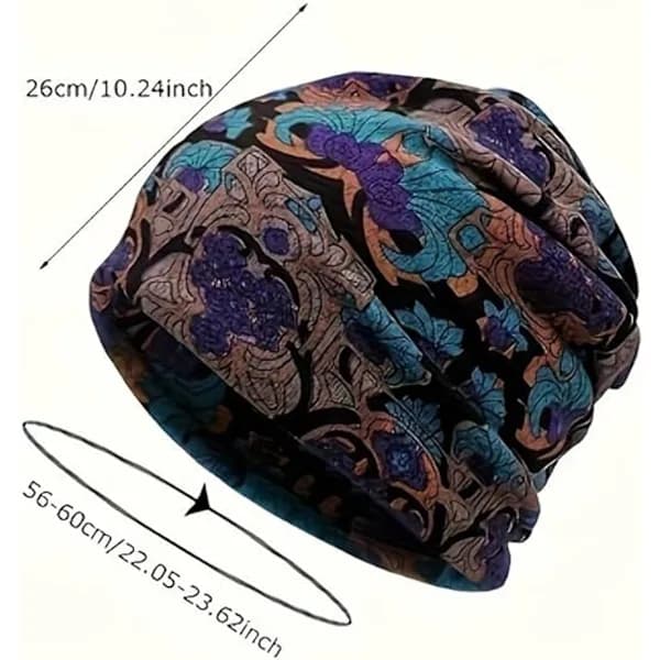 Mössa - Stickad Mössa - 4-delars Set - Bohemiskt Tryck - Mjuk Polyester - Lämplig för Höst och Vinter