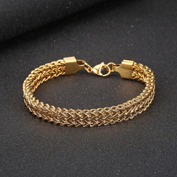 Mäns Robust Curb Cuban Link Chain Armband Rostfritt stål Guldpläterad/silver Gold