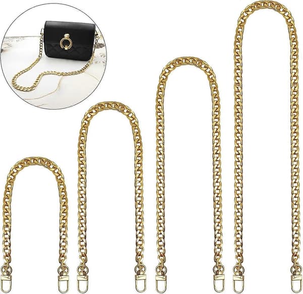 4 Pieces Iron Replacement Flat Chains Iron in Different Sizes, Metal Chain Str