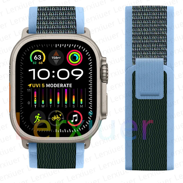 Trail-ranneke Apple Watch Ultra 2 -kelloon, 49 mm, 44 mm, 45 mm, 40 mm, 41 mm, 38 mm, 42 mm, 45 44 mm ranneke iWatch-sarjoille 8 9 7 6 5 3 se B vihreä B green/NC/ 42 44 45 49mm B green