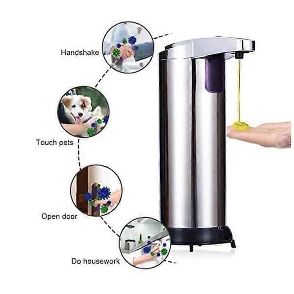 Automatisk sæbedispenser, berøringsfri sæbedispenser 250 ml rustfrit stål
