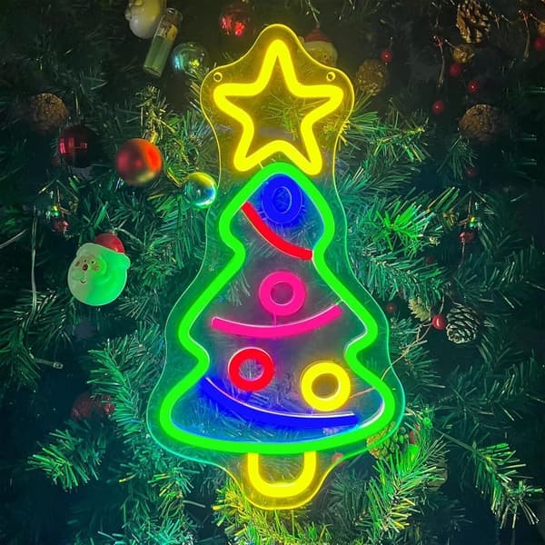 Julgrans-LED-neonskylt, USB-driven akrylneonbelysning för sovrum, barnrum, heminredning, bar, bröllopsfest, dekorationer