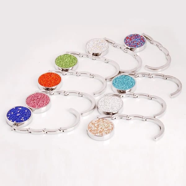 Round Foldable Purse Hooks Table Bag Hanger WHITE White