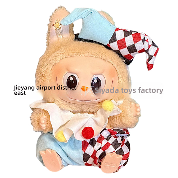 /NC/Fashion Lyxig Stil 17cm Söt Tecknad Leksak Endast Kläder Ingår Labubu Kläder Sweet (headband + overalls)