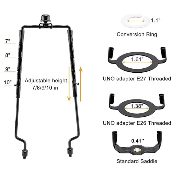 Lampe Harpe Holder Kit Lampeskærm Beslag SORT sort