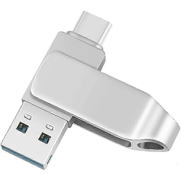 /NN/128GB USB Type-C Flash Drive Telefon Foto Stick USB C Minnessticka Extern Datalagring för Android Telefon och Datorer silverfärgad