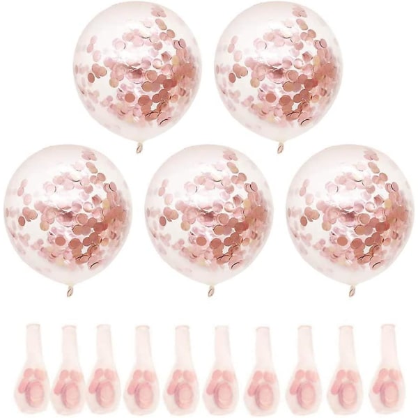 10 st roséguld konfetti latexballonger, 12 tums festballonger för bröllopsdusch Bröllopsfödelsedag förlovningsdekoration