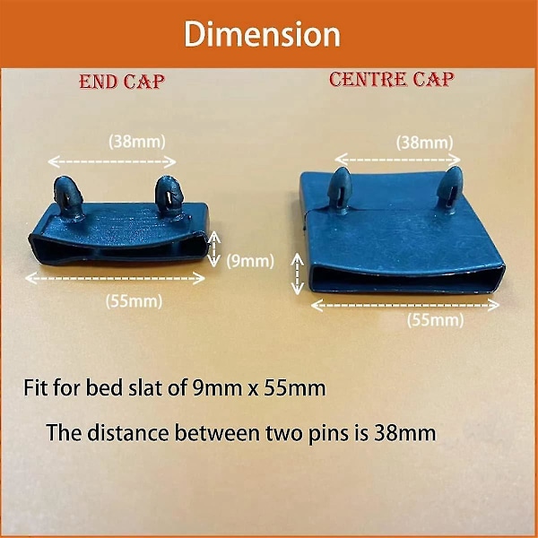 24 st 55 mm x 9 mm plast sängribbsöverdrag ersättningshållare lock för att hålla fast träribbor B