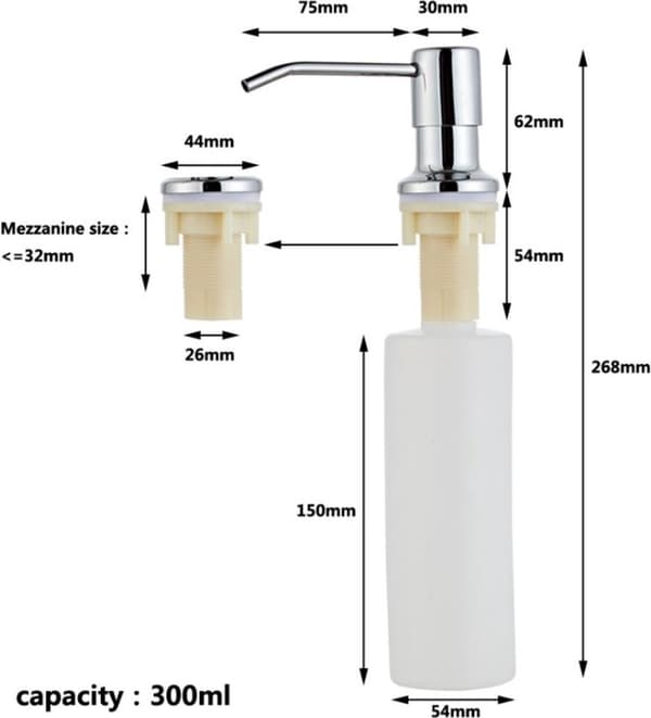 Lyxig tvålpump 300ml - inbyggd tvålpump - silver
