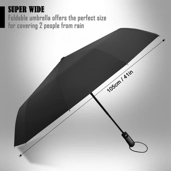 {NT} Umbrella - Original - Automatic Folding - Black - Unisex - 10 Windproof Ribs