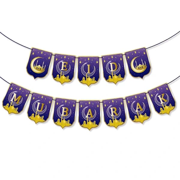 Eid Mubarak -juhlavaatetuskyltti-ilmapallot