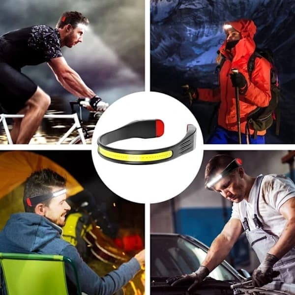 NA/LED-hodelykt, oppladbare hodelykter med 230° frontlys og rødt baklys, A