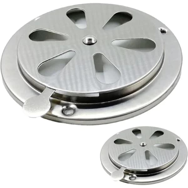NA/2 stk. Runde Ventilationsgitre, 125 mm Rustfri Ventilationsgitre, Udstødningsgitre med Justerbare Spjæld, A