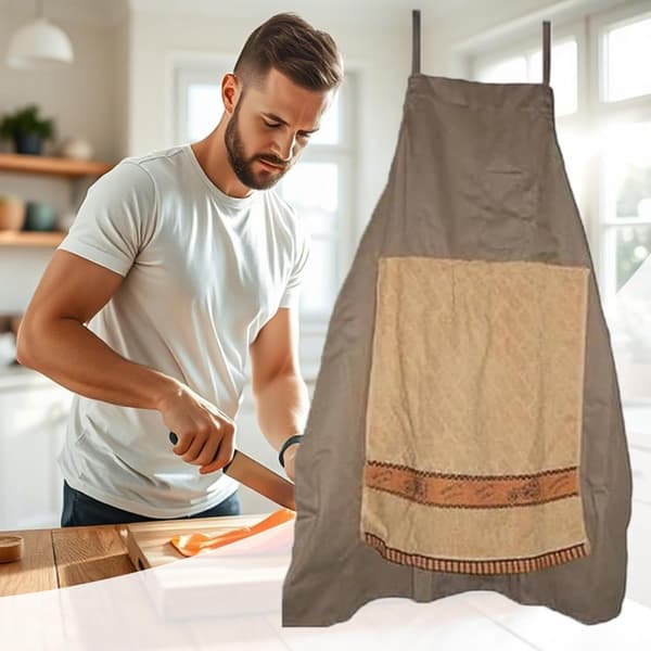 Roligt köksförkläde med handduksdesign, justerbar rem, hållbart polyesterförkläde för matlagning, bakning och grillning, 73x67 cm