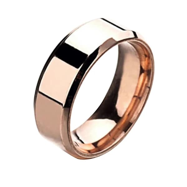 1 stk. Ring Unisex Rustfrit Stål Spejl Let Fingerring Til Bryllup Gylden Golden US 12