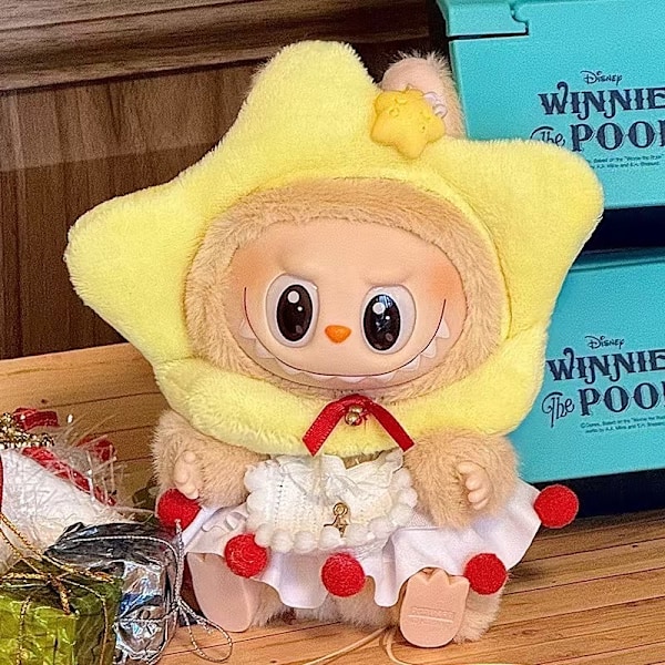 /NC/Kläder Macaron Labubu Vinyl Face Blind Box Plyschdocka Leksak LABUBU Plyschdocka Nyckelring MOQ10pcs per style Style 2Doll+clothes