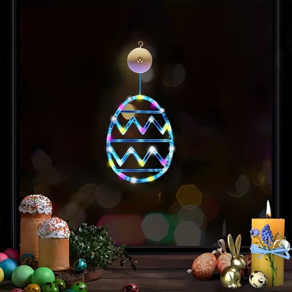 Easter Egg Suction Cup String Lights Battery Operated Decorative Lights for Home Bedroom Orange