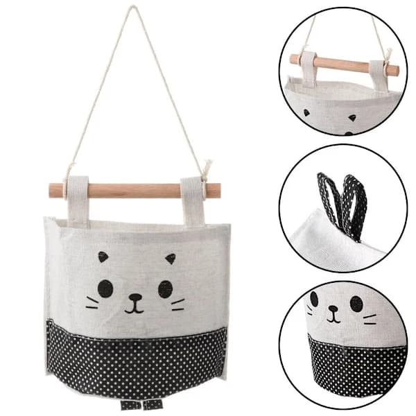 2 st tecknad kattförvaringsväska Organizer BEIGE Beige