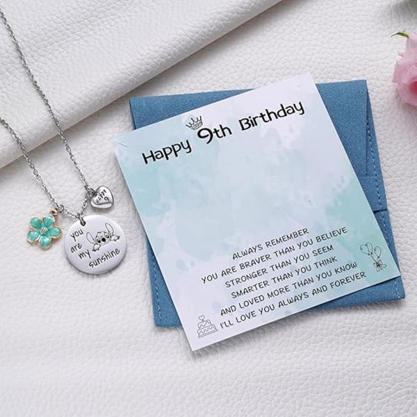 Tillykke med 5-16 års fødselsdagen gaver Du er mit solskin Stitch halskæde til små piger, Lilo og Stitch elskere fødselsdagsgaver