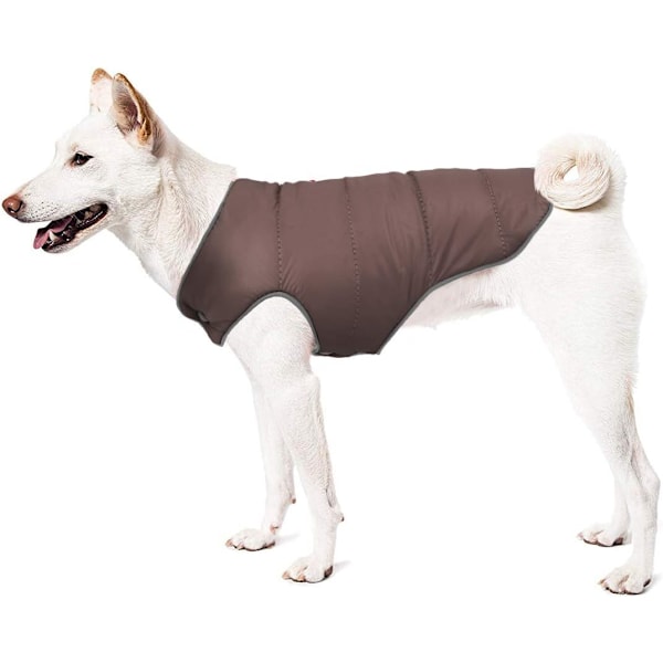 Vinterjakke til hund, vanntett og varm med refleksstripe og fleecefôr Brown XS