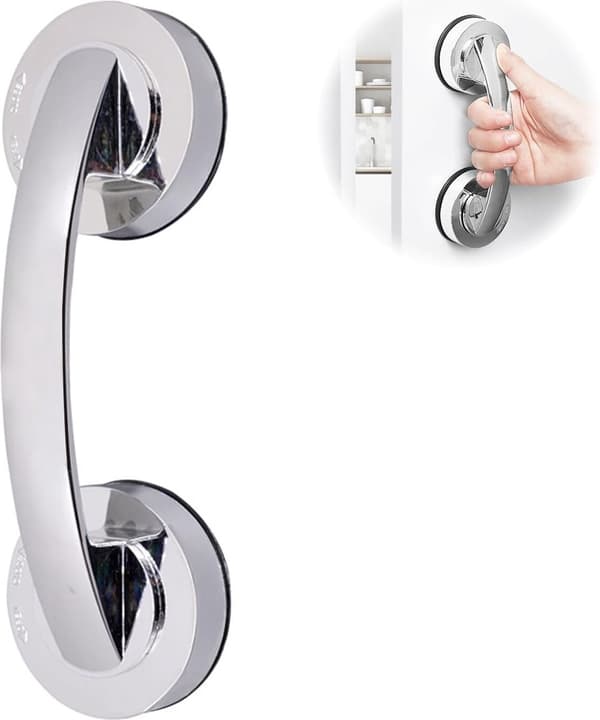 Duschhandtag - stark sugpropp - bärbart duschhandtag - halkfritt - silver