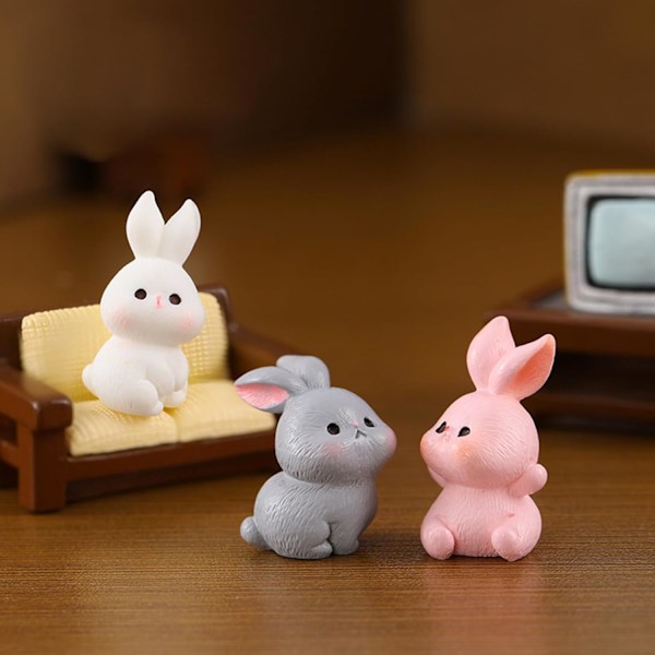24-pak Mini Kanin Påske Kanin Figur i Harpiks Mini Lop Kanin Mini Dyr Fe Figur Have Miniature Mos Landskab Ornament
