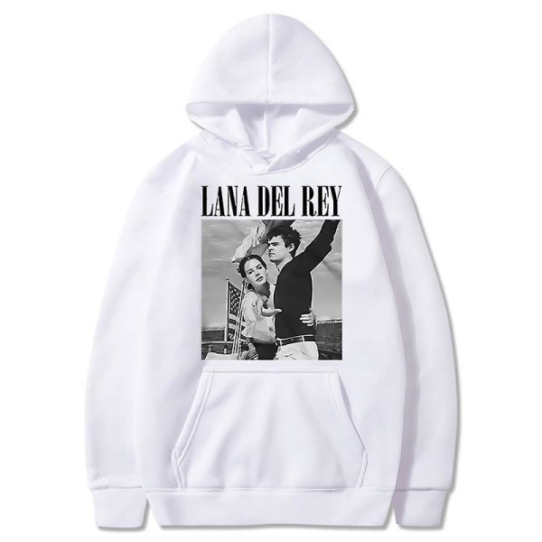 90-talssångerska Lana Del Rey Ldr Sailing Graphics Luvtröjor Unisex Harajuku Men Vintage Långärmad Oversized Sweatshirt Streetwear L White