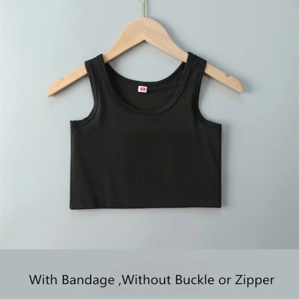Kvinnor Platt Bröst Binder Med Bandage Pullover Halv Längd Korsett Tank Top Transboy Lesbisk Trans Underkläder Väst Bröst Binder svart L
