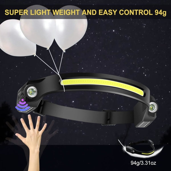 2 kpl USB-ladattava LED-otsalamppu 350 lumenia 6 tilaa 230 astetta