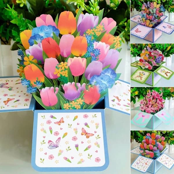 3D Pop-up Bukett Pappblomster 4 4