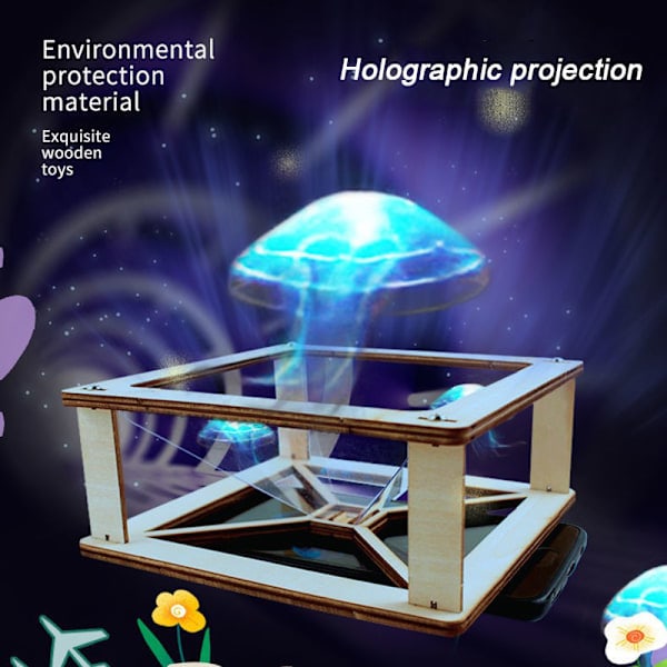 [NT] 3D Hologram Smartphone Hologram Projektor Trä Självmontering Vetenskap Pedagogisk Leksak DIY Display Set För Barn Hem Ny
