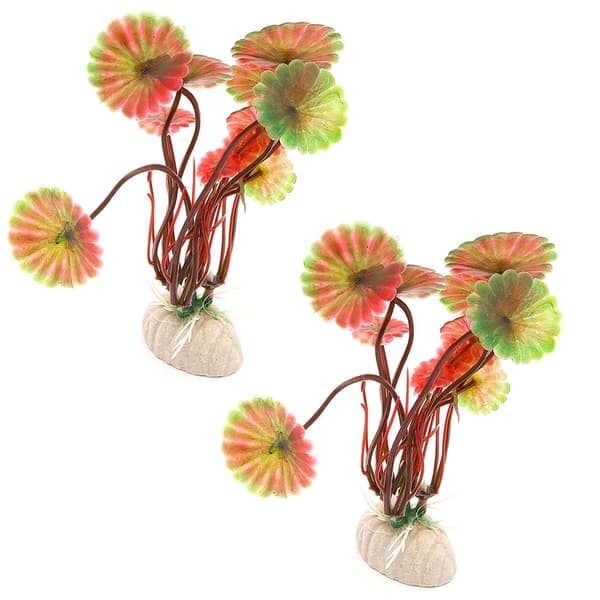 {NT} 2-pakning Akvarieplante / innredning akvarium - Runde blader Rød