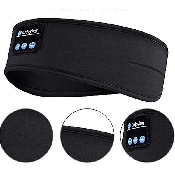 Sovehovedtelefoner Bluetooth-pandebånd, Sovende hovedtelefoner Sports-pandebånd Hovedtelefoner black