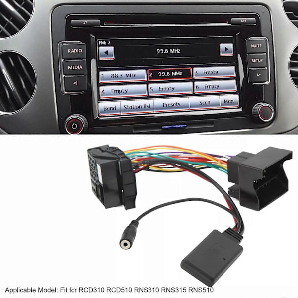 Auton Bluetooth 5.0 AUX-sovitin handsfree-mikrofonilla Yhteensopiva RCD310 RCD510 RNS310-WELLNGS/NT:n kanssa