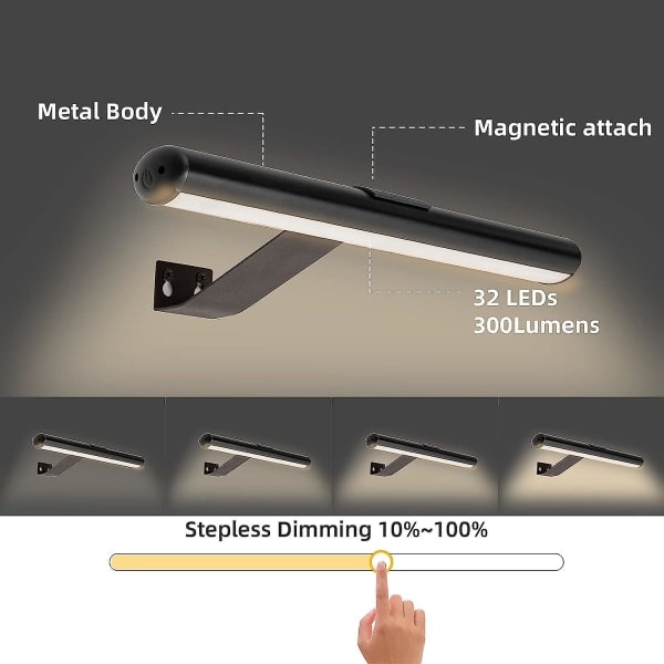 Trådløs billedlampe til maleri, genopladelig med fjernbetjening, kunstdisplaylampe i fuldmetal, accentbelysning til billedbatteridrevet dartskive