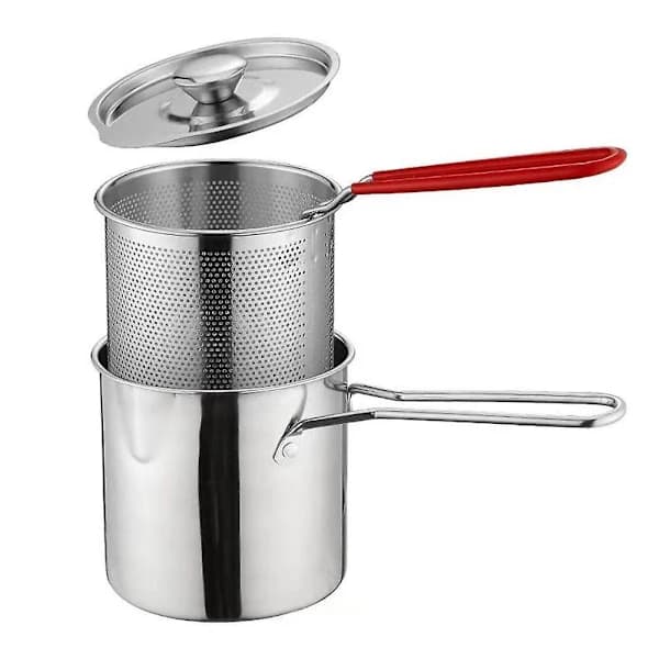 Friteuse Frityrkoker med Kurv 304 Rustfritt Stål Robust Multifunksjonell