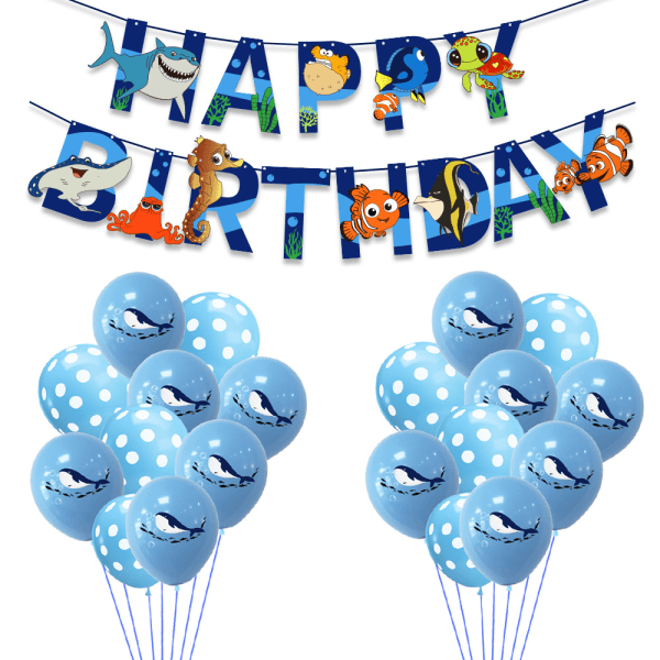 Hitta Nemo Shark Dory Tecknat djur Komisk födelsedag Glada alfabetballonger Set: Lägg till kul på ditt barns födelsedagsfest! Package 6