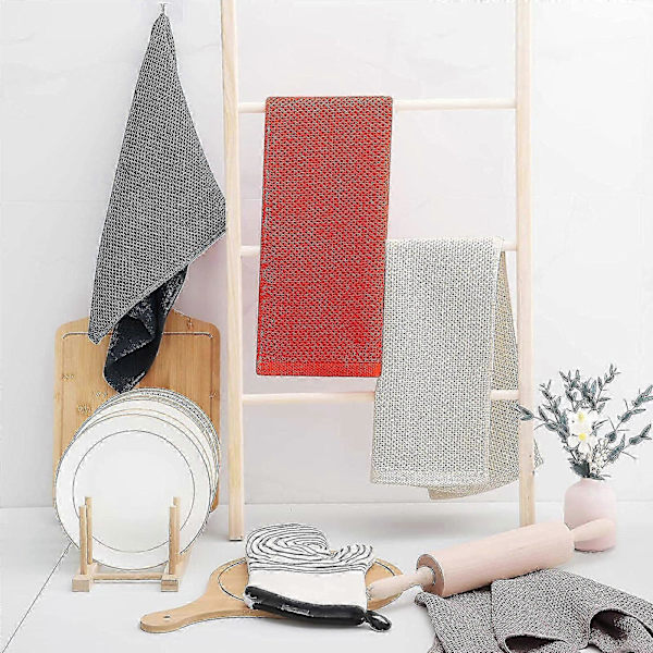 6-pack Cotton Terry Dishcloths Kitchen Dish Wipe Hanging Loop Apricot Apricot 34*73cm