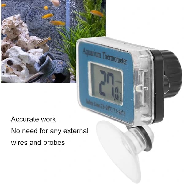 Akvarietermometer - Vattentät termometer - Akvarietermometer med sugpropp - Termometer med LED-display - Batterier ingår