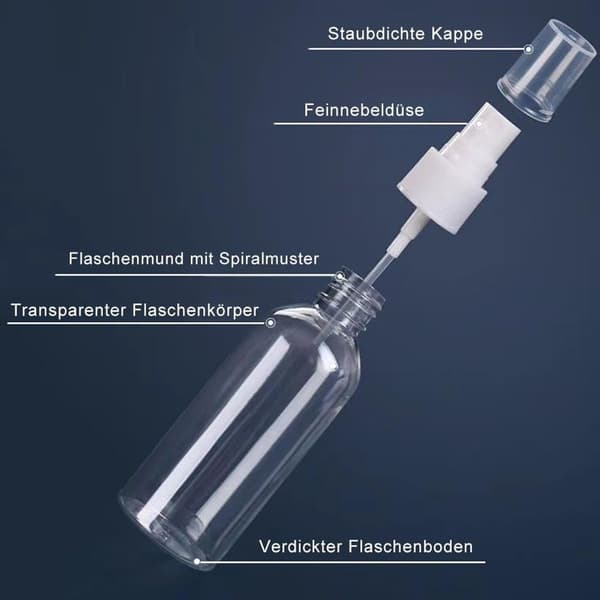 Resesprayflaskor Set, Påfyllningsbara PET Finfördelade Tomma Flaskor för Parfym och Vätskor, Transparent 10-pack 80ml 100ml