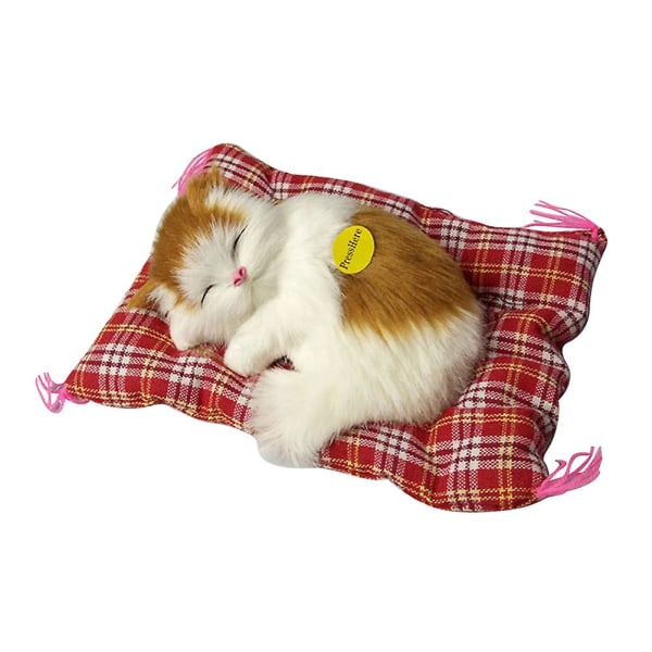 Sovande katter Plysch fylld leksak Press Simulering Ljud Djur Söt docka Barn Present Yellow   White