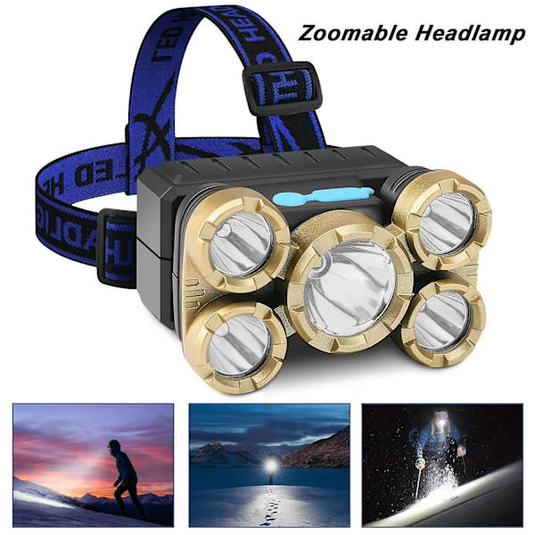 LED Headlamp USB Rechargeable Flashlight Spotlight Head Torch Waterproof Sensor